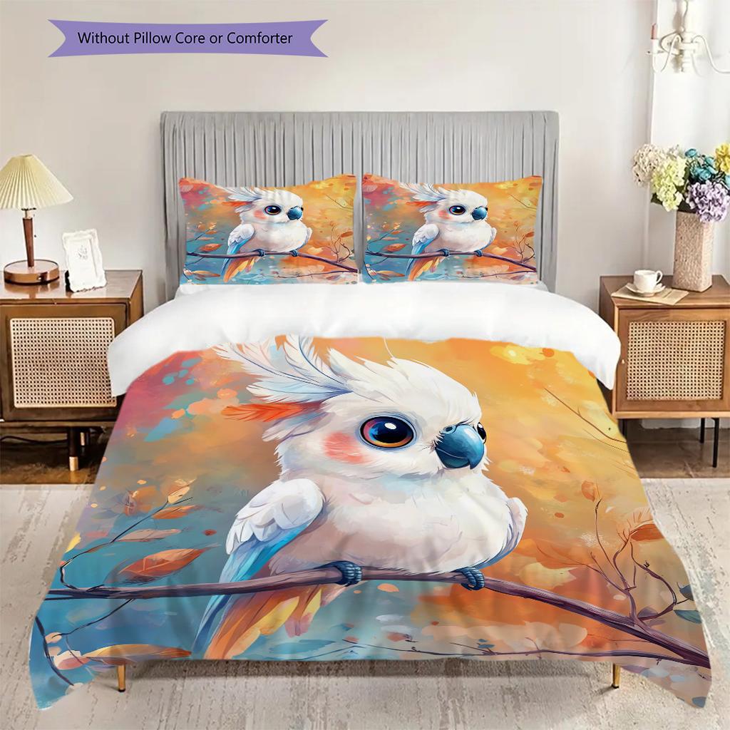 Set Copripiumino Trapuntato con Fantasia di Pappagalli Federa Decorazione per la Casa Regalo di Compleanno (1 * copripiumino + 2 * federa, senza nucleo)