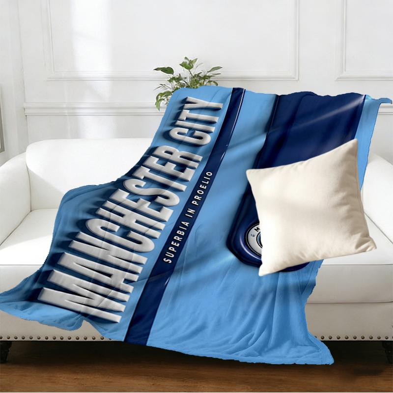 Manchester City FC Print Blanket - Soft & Comfortable, for Bedroom, Travel, Sofa, Home Decoration - Birthday Christmas Gift for Friend