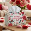 1pc Romantic Floral Valentine's Day Tissue Box - Red Roses Design, Holiday Party & Home Decor, 17.02x25.91 Cm, Valentine Decorations, Ideal for Daily