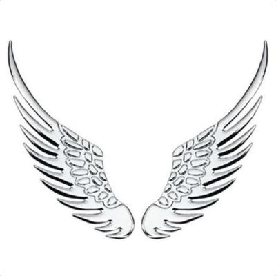 XSAJU Car Sticker Wing Feather Emblem Car Motorcycle Cool Dress Up Exterior Sticker 3D Double Sided Tape (Silver)