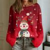 Women's Fashion Round Neck Long Sleeve Christmas Print Casual Pullover Sweater Top