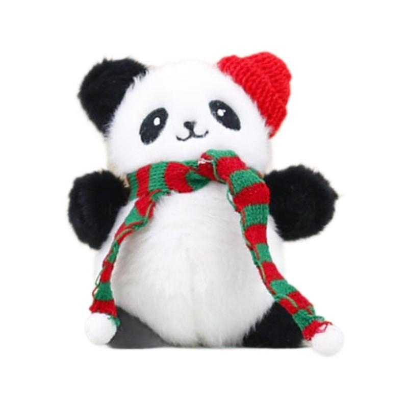 Charming Christmas Panda Pendant Keychain Soft Plush Animal For Kids And Adults