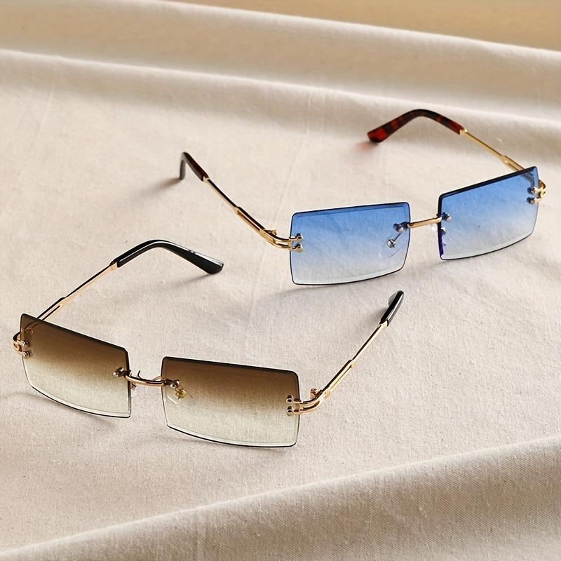 2 Pairs of Rectangular Frameless Versatile Fashionable Women'S Daily Glasses