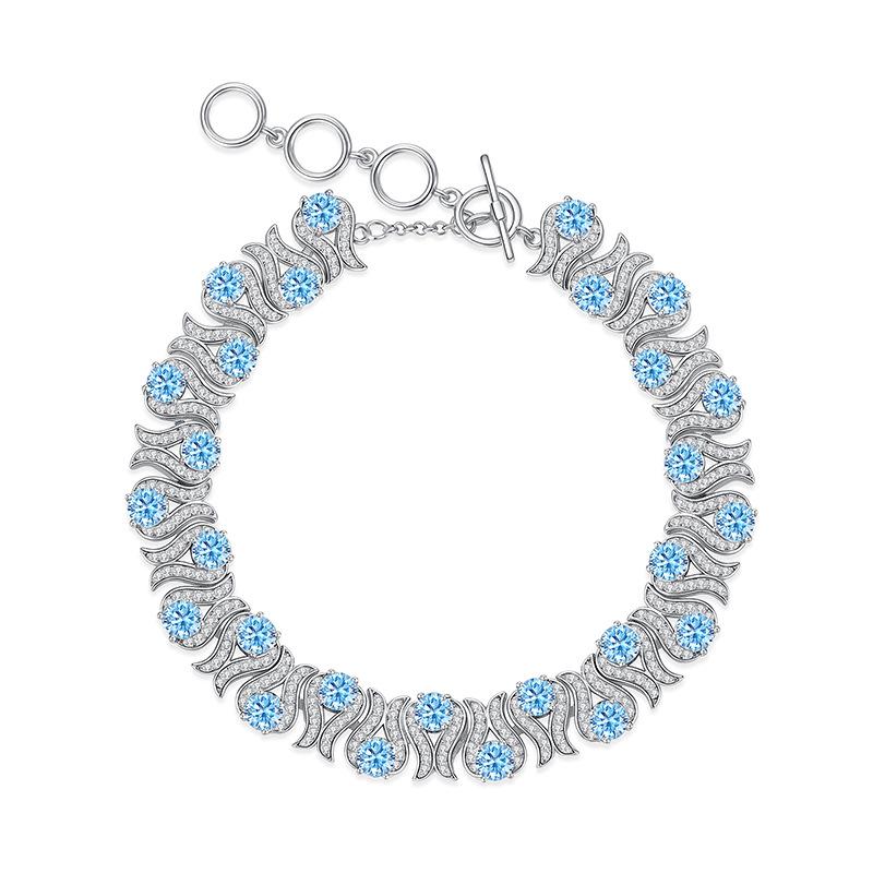 Natural Crystal Stone Jewelry S925 Sterling Silver Bracelet Women's European and American Style Luxury Inlaid with Natural Crystal High-end Design