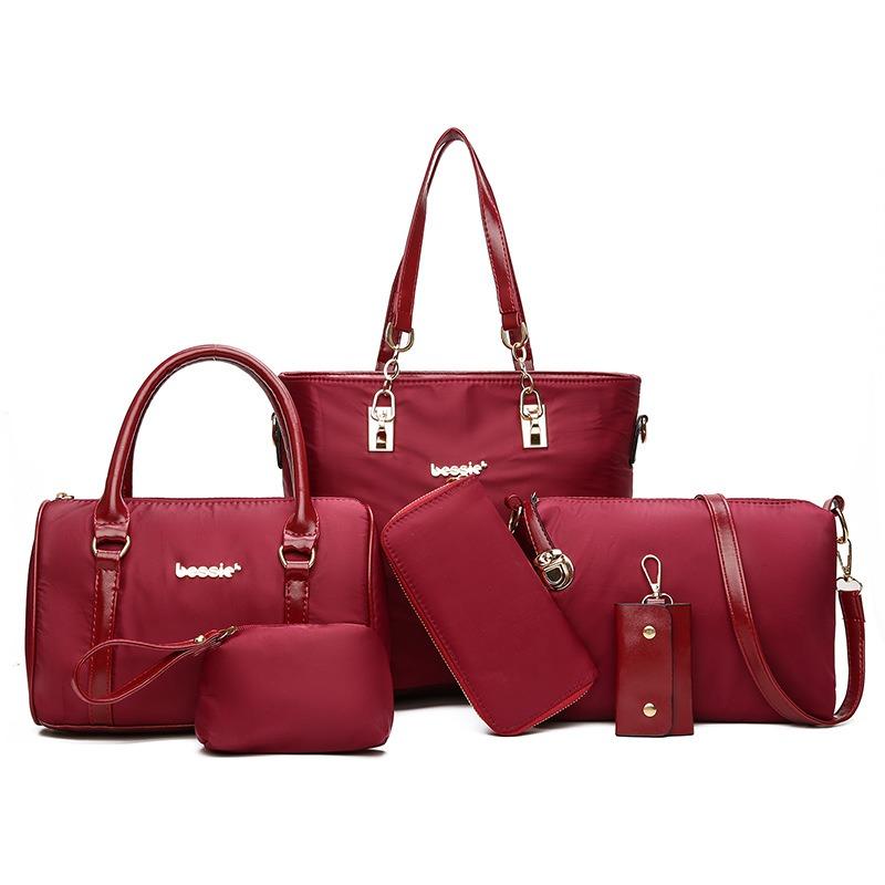 ew women's , fashionable nylon cloth mother and child bags, six-piece set, portable one-shoulder messenger women's bags