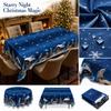 Elegant Christmas Tablecloth with Night Scene Print, Oil- Clean, Round or Square Decorative Table Cover for Holiday Party Dining
