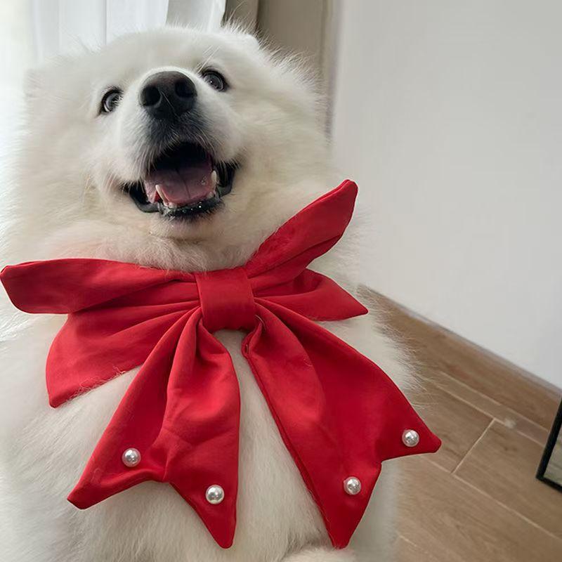 

Рождественский шарф для нового питомца собаки для маленьких, средних и крупных собак Самоед Золотистый ретривер Милые аксессуары Шарф на шею M