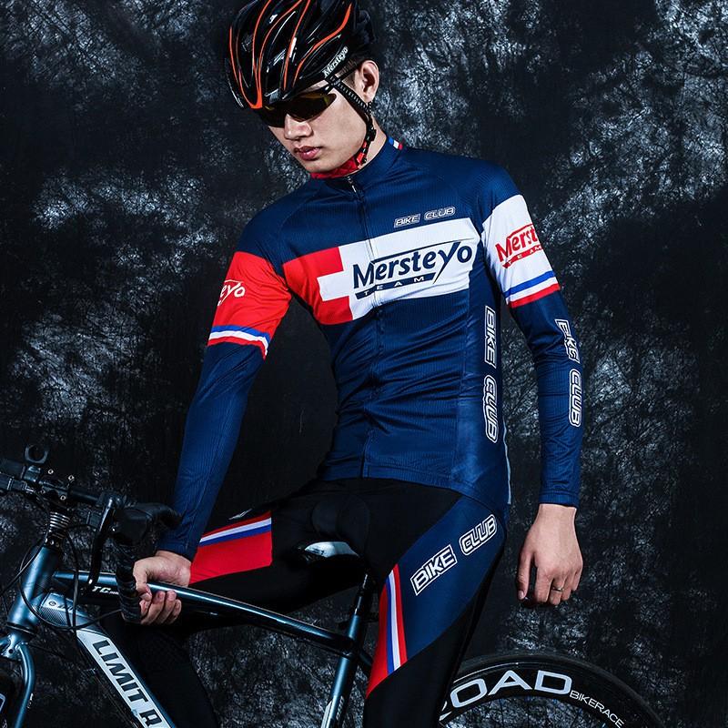 Mens Cycling Jersey Shorts Set Long Sleeve Bike Apparel Mountain Road Biking