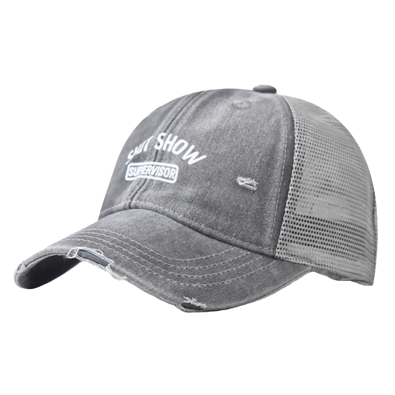 

Baseball English CZA421 [White Fang] Hat, Cap, Cap, Letters, Embroidered, Mesh, Stylish, Cool, Men s, Women s, (Gray) серый