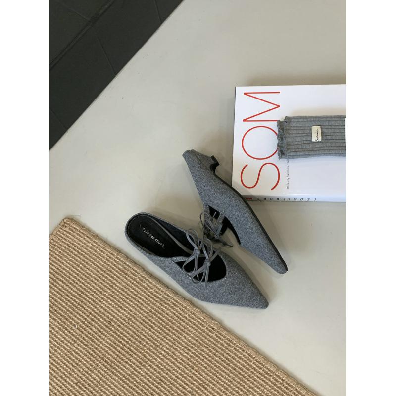 2025 new pointed toe bag head half slippers women's fashion versatile one-pedal lazy shoes flat muller shoes