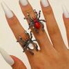 Gothic Red Crystal Spider Ring Neutral Exquisite Luxury Halloween Accessories Dark Style Zircon Inlaid Finger Ring Party Zircon