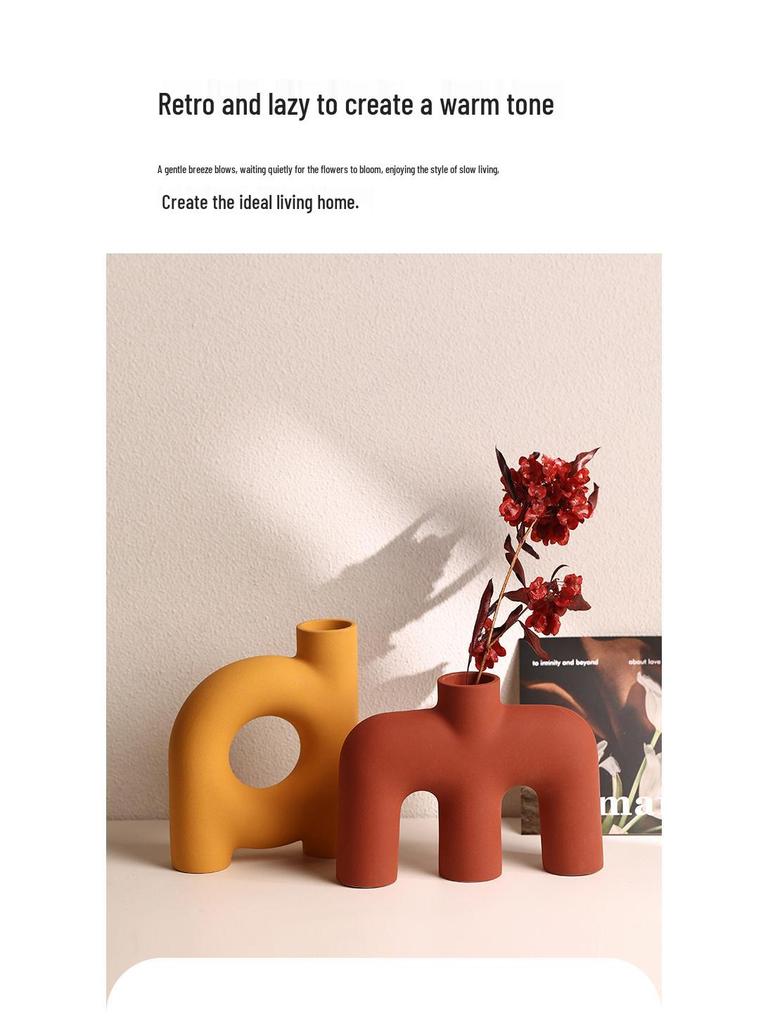 Creative Retro Wabi-Sabi Ceramic Vase for Flowers and Dried Arrangements - Perfect for Living Room, Dining Table, or TV Cabinet Décor