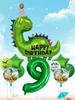 1set Happy Birthday Dinosaur Number Star Foil Balloons with Jurassic Theme Latex Balloon Children's Birthday Party Decorations