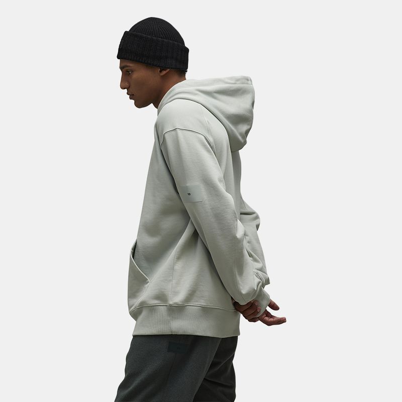 Y-3 Minimalist Hoodie Classic Small Logo Loose Long Sleeve Sweatshirt Unisex Hoodies Light-Gray IP7699