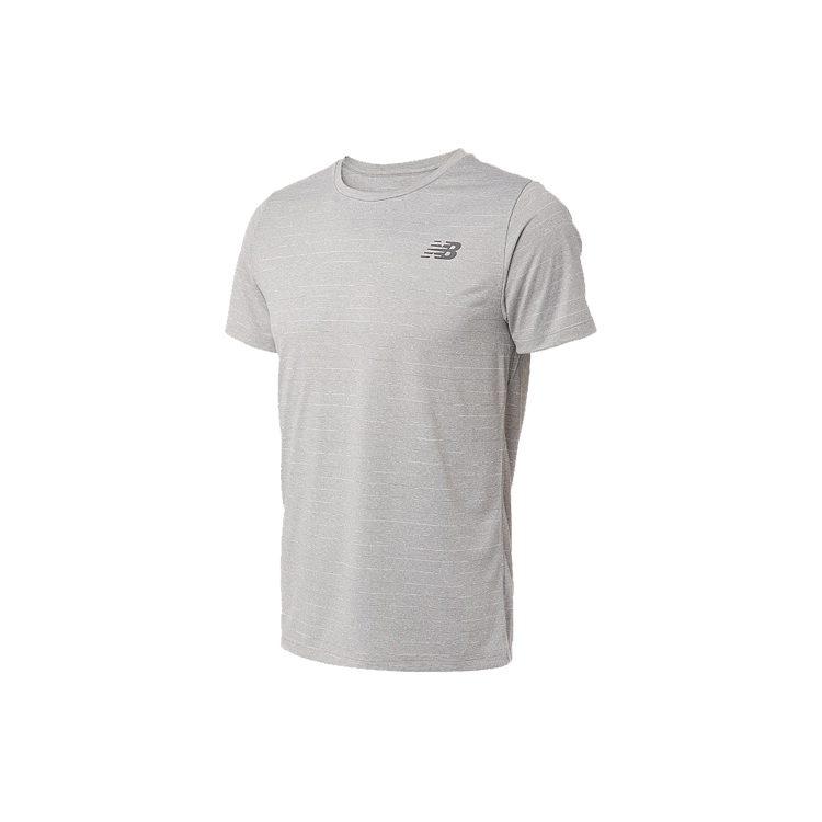 New Balance T Shirts Men's Gray Crew Neck Moderate Straight Fit AMT01012-AG