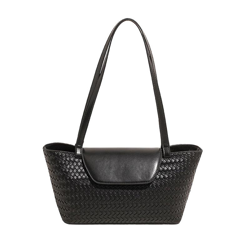 

Нишевая ретро пляжная плетеная сумка из соломы новая летняя женская сумка повседневная на плечо под мышку сумка-тоут чёрный