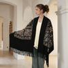 Woman Winter Warm Embroidery Floral Scarf Pashmina Shawl Tassel Scarves Fashion Long Wrap Solid Cashmere Like Mulffer 190*90Cm