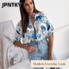 JPNTKY Women's Fashion Casual Short Sleeve POLO Neck Blouses & Shirts