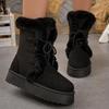 Fashion Warm Short Plush Non Slip Snow Boots Women 2025 Winter Soft Thick Bottom Fluffy Fur Ankle Boots Lace Up Furry Woman's Shoes 42