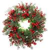 Red Christmas Berry Wreath with Bow and Eucalyptus