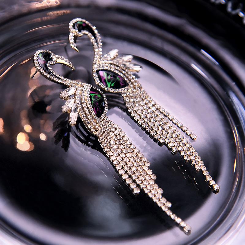 

Элегантные ретро серьги-кисточки с павлином и стразами для женщин - Модный выпуск 2023 года Фламинго чёрный