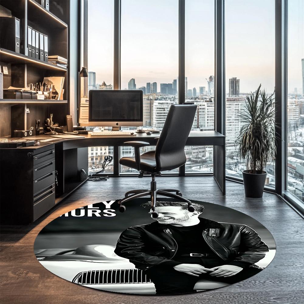 Olly Murs Printed Round Rug Carpet Chair Rug Area Rug Entryway Doormats,for Office Chair Living Room Bedroom Kitchen Room.