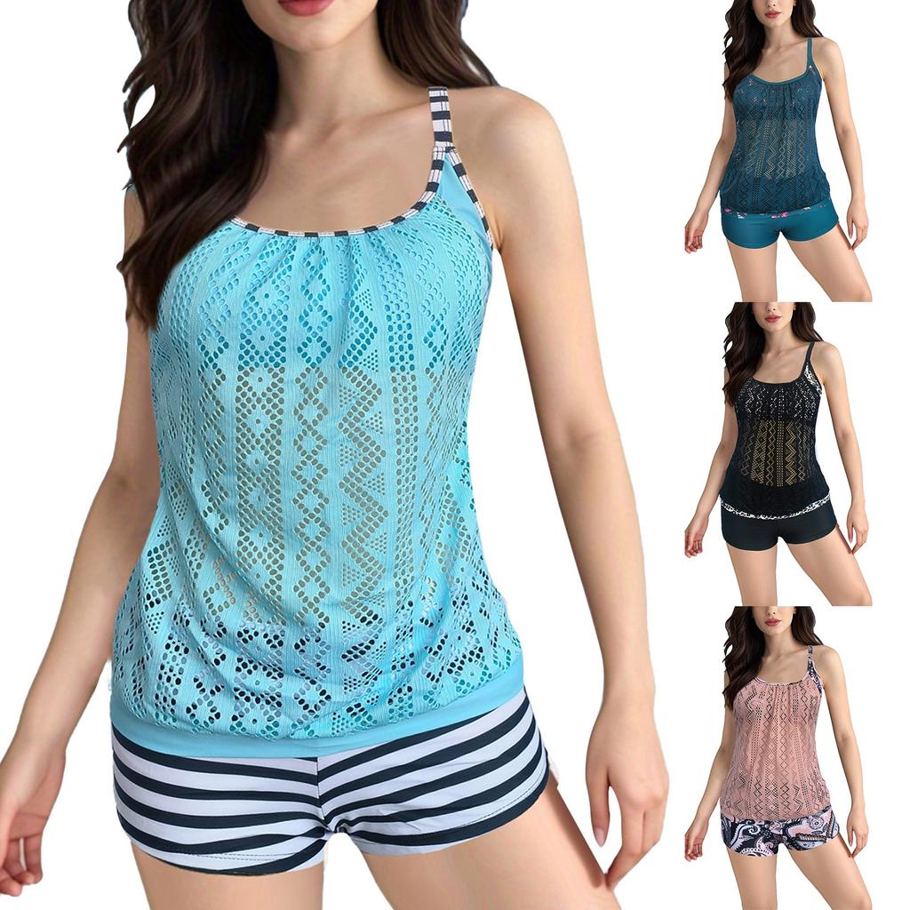 Sexy Badeanzug für Damen mit Strapsen und bedrucktem zweiteiligem Badeanzug-Set