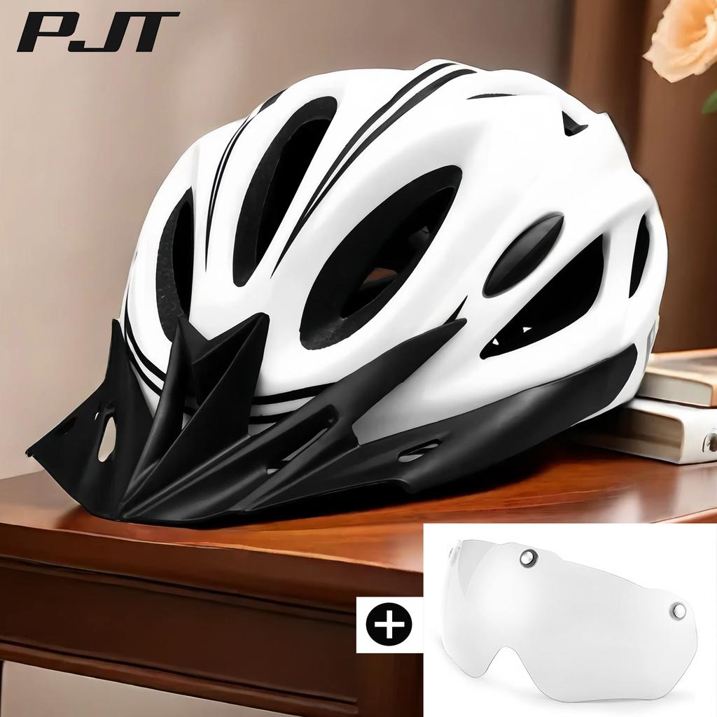 Matt Color 4 In 1 Bike Helmet With Sun Goggle & Sun Visor Rechargeable Adult Bicycle Helmet Sunglasses Road MTB Cycling Helmet