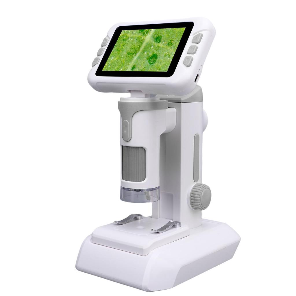 Kids Microscope 1600X 4 Inch LCD Screen Handheld Desktop Digital Microscope with LED Light for Education Gray