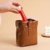 1Pcs Solid Color Large Capacity Makeup Case Button Coin Purse Handbag Vintage Pu Leather Cosmetic Bag