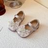 Spring and Autumn New Children's Crystal Shoes Soft Sole Single Leather Shoes Girls Princess Rhinestone Bowknot Shoes