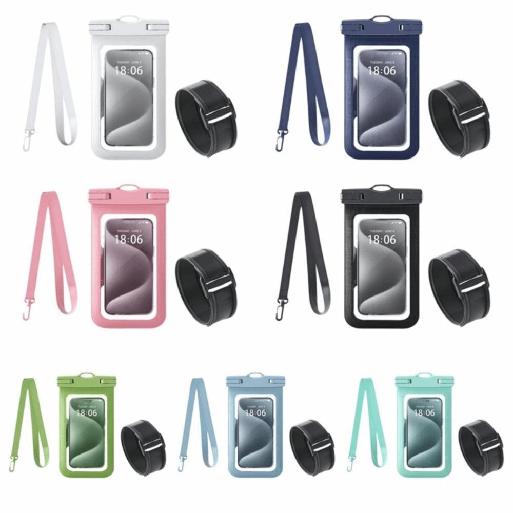 Fashion Adjustable Strap Waterproof Phone Pouch Armband Lightweight Transparent Hanging Neck Bag PVC Touch Screen Dry Bag Pool