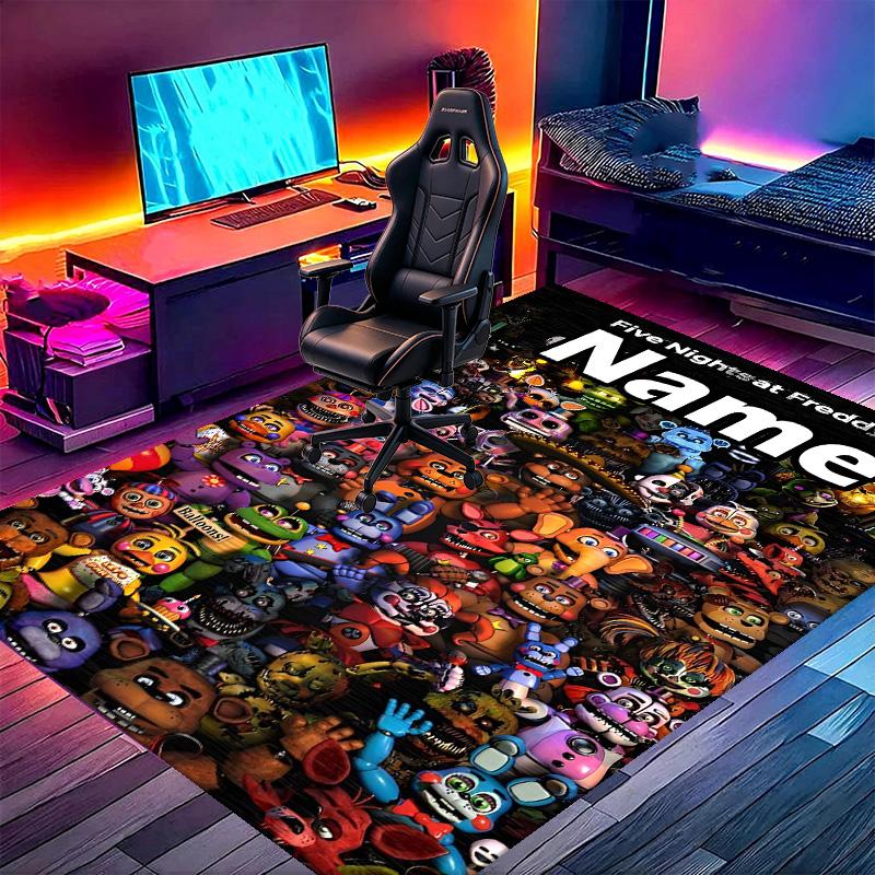 Custom Name Personalized Five Nights at Freddy's Print Carpet, Versatile Home Decor Rug, for Playroom, Apartment, Balcony, Entryway, Hallway Gift