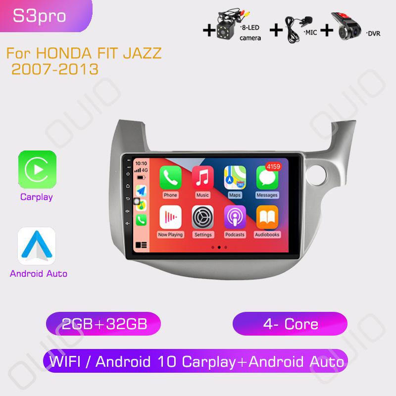2din 8G+128G 10 inch HD IPS Car Radio Multimedia Player Carplay Auto GPS Navigation DSP BT NO DVD For HONDA FIT JAZZ 2007-2013
