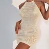Beach Skirt Women Solid Color Sexy Knitted Beach Bikini Swimsuit Hoodie Dress