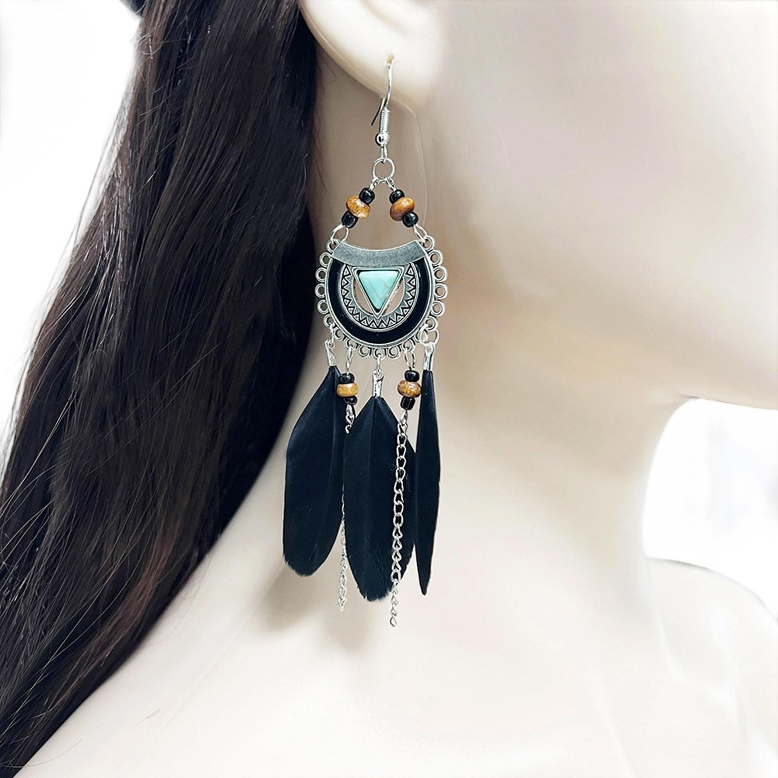 

Lightweight Feathers Tassel Earrings Handcrafted For Sensitive Skin With Multiple Color Options 3