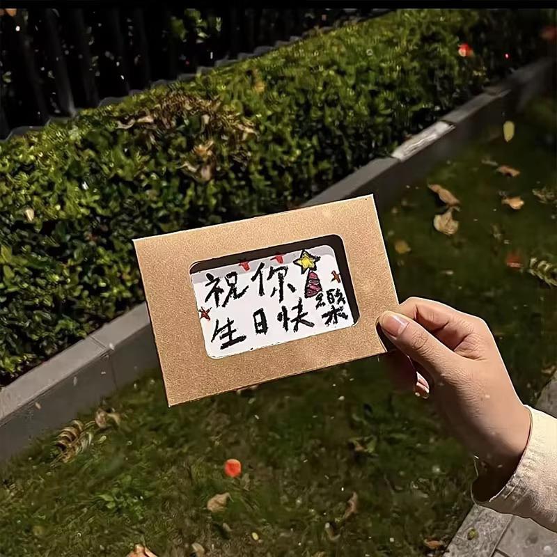 Flame Burning Greeting Card Diy Handmade Burning With Matches Happy Birthday Envelope Paper Material Wrapped Greeting Card Gift