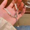 Three-dimensional Butterfly Fringed Pearl Necklace Female Sweet Cool Style Hot Girl Collarbone Chain Accessories