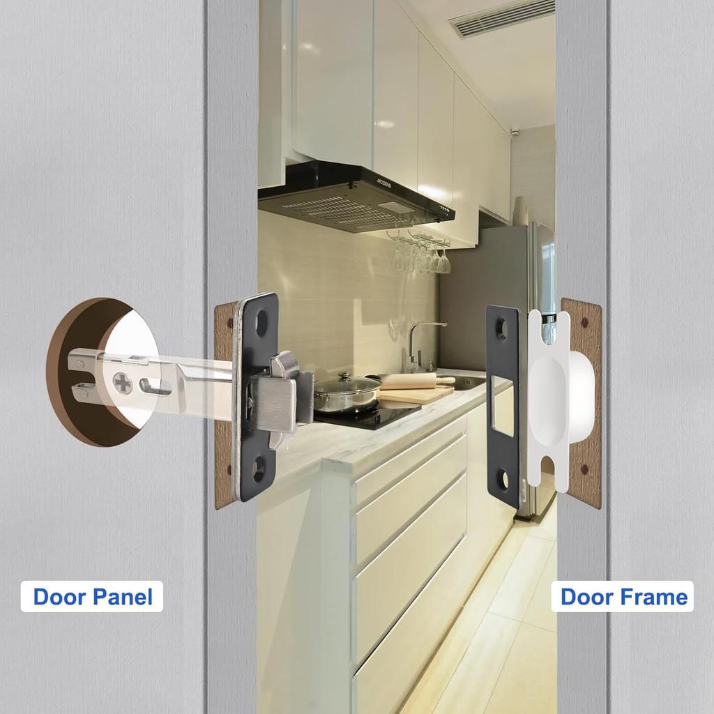 Square Pocket Door Lock with Color Coded Indicator, Pocket Door Hardware,Pocket Door Latch, Matte Black Privacy Pocket Door Hardware for Home,