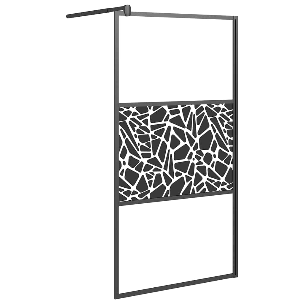 Walk In Shower Screen for Walk In Shower 100 X 195 Cm Tempered Glass Stone Design Black