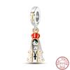 925 Silver Virgin Mary Deep Blue Golden Goddess Beautiful Blessing Charms Beads 3mm DIY Fine Jewelry Making