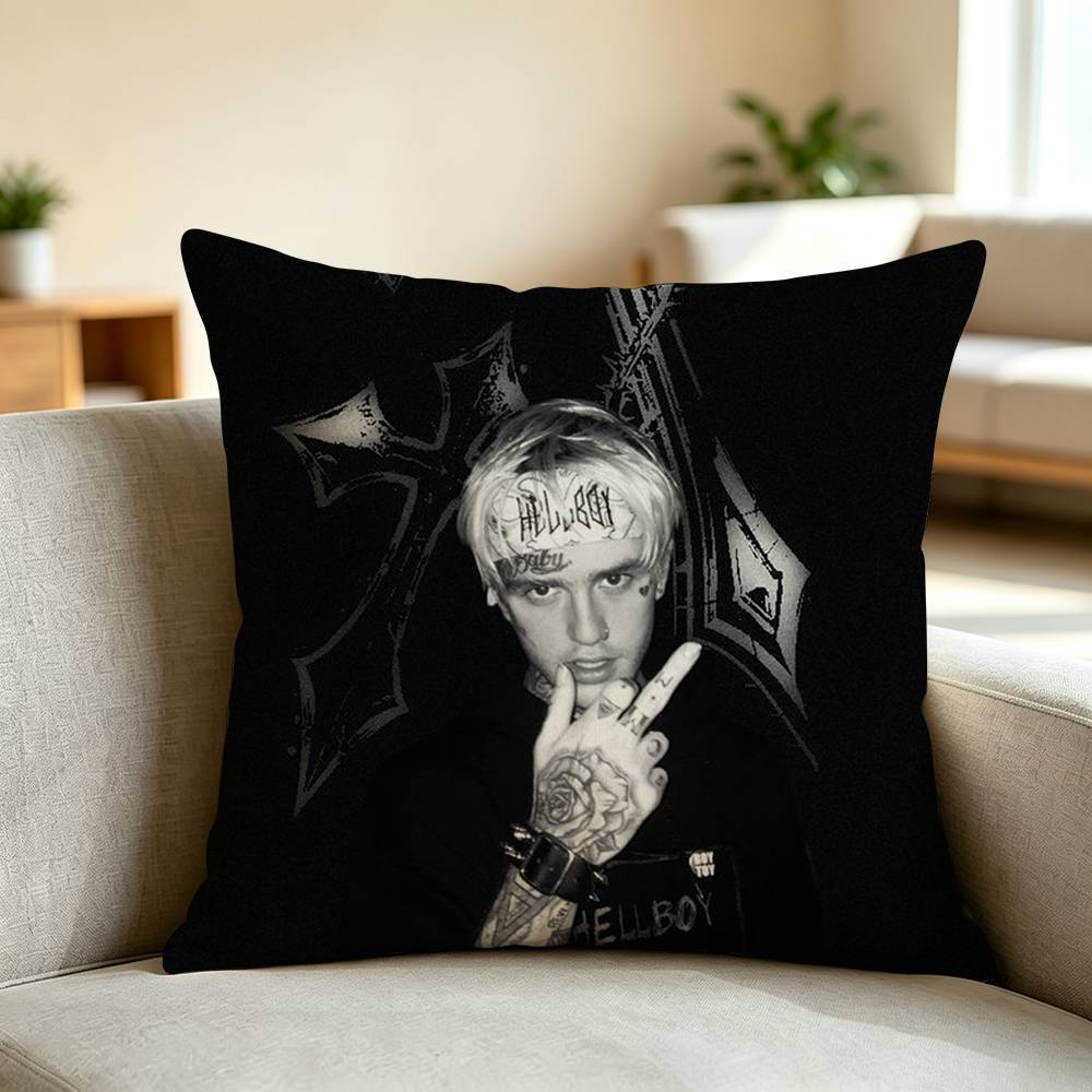 Rap Icon Lil Peep Square Double-Sided printed Pillow Case Bedroom Bedside Pillow Sofa Cushion Cover