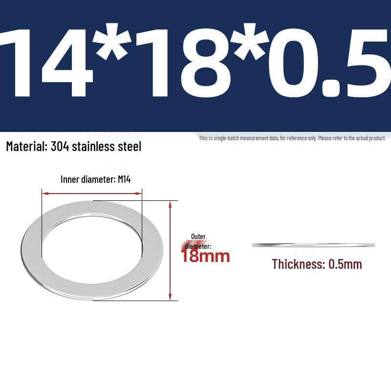 304 Stainless Steel Ultra-Thin Flat Washers - Available in Thickness: 0.1mm, 0.2mm, 0.3mm, 0.5mm
