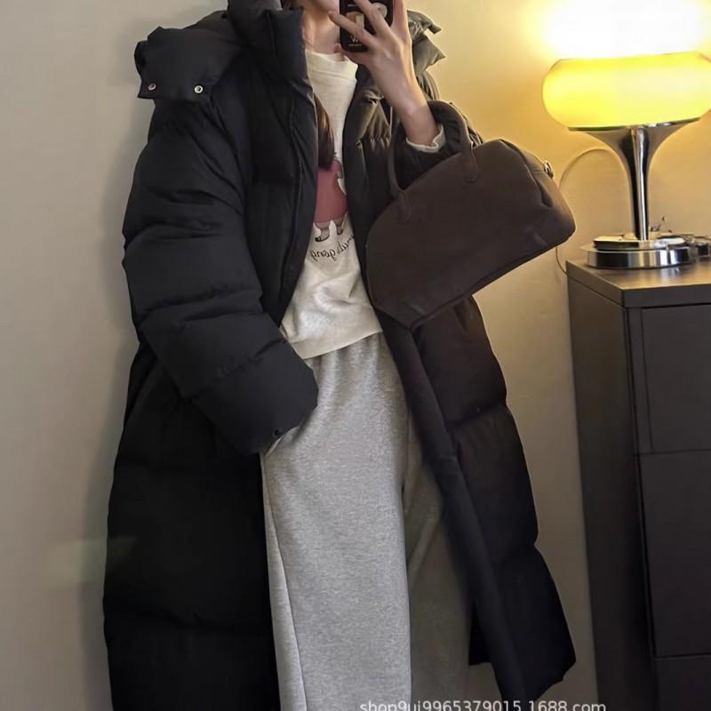 Womens Knee-Length Puffer Coat With Hood Thick Warm Down Jacket Winter Loose Fit Oversized Style