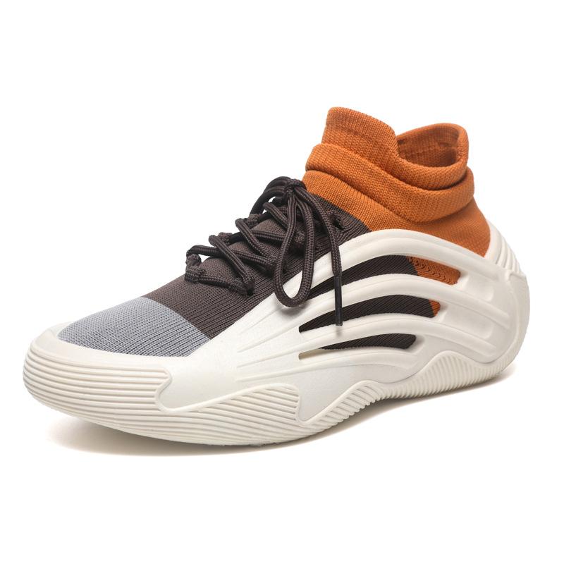 Shoes Fly-woven Mesh Breathable Sports Shoes Shoes and Socks Integrated Height Increase Comfortable Lazy Coconut Shoes