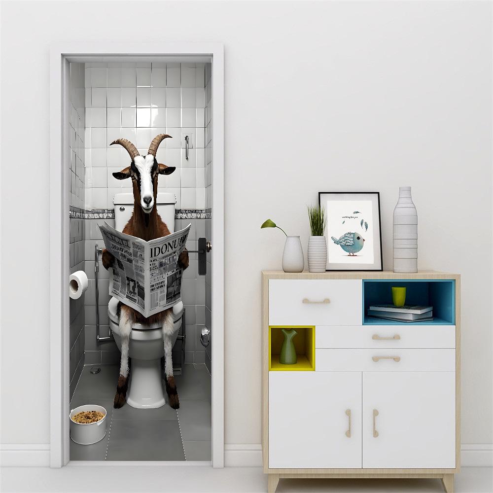 Fantastic Animal Self-Adhesive Wallpaper, Bedroom Self-Dipping 3D Door Sticker, Advanced Waterproof Door Frame Sticker