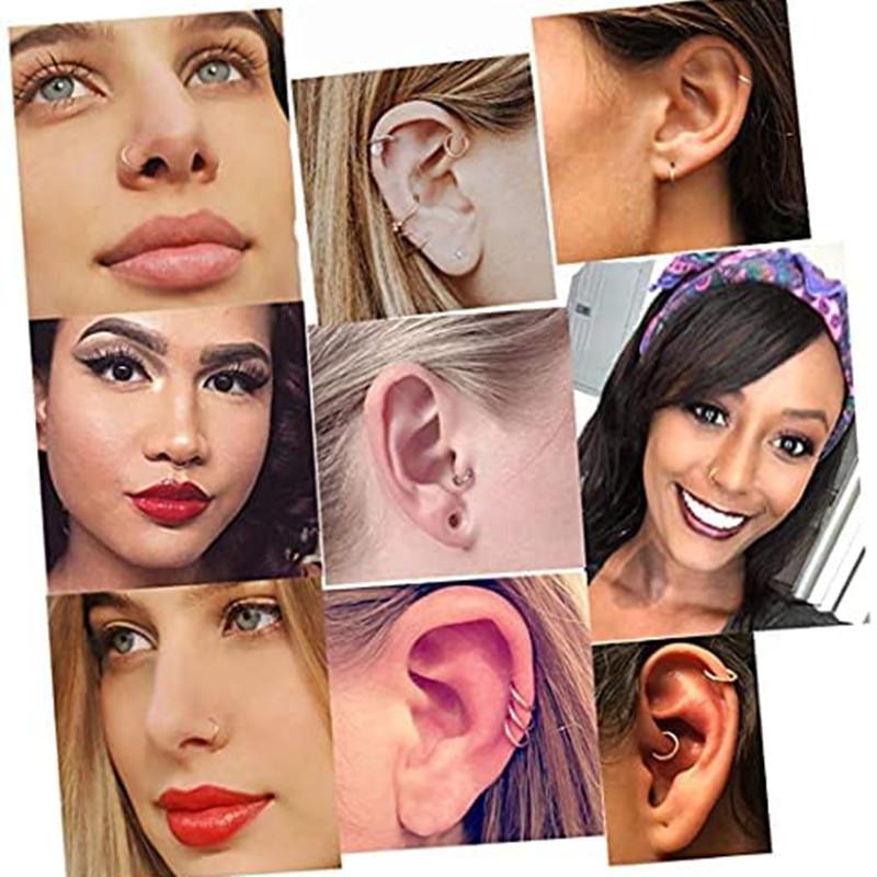 8/10/12/14/16/18/20mm Huggies Hoop Earring Helix Piercing Cartilage Hoops Tragus Earring Lobe Jewelry Pink Unisex Rook Earrings