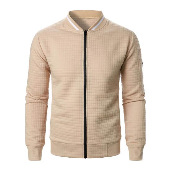 Uomo Felpa Cappotto Collo Alto Manica Lunga Patchwork Colore Cerniera Patta Giacca Cappotto con Tasche Orlo Elastico Sport Outwear