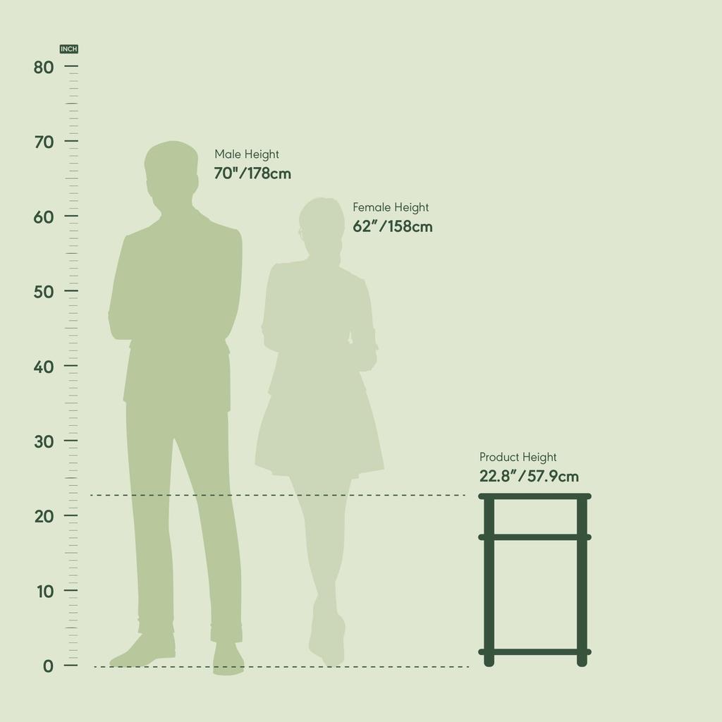 Furinno 3-Tier Side/Corner Table, Just Series, Colombian Walnut/Black, 29.2cm W X 34.0cm D X 57.9cm H [Officially Imported from Japan], 11087CWN/BK