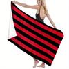 Bold Faded Red and Black Striped Beach Towel Microfiber Soft Quick Drying Bath Towel for Swimming Modern Textile Design